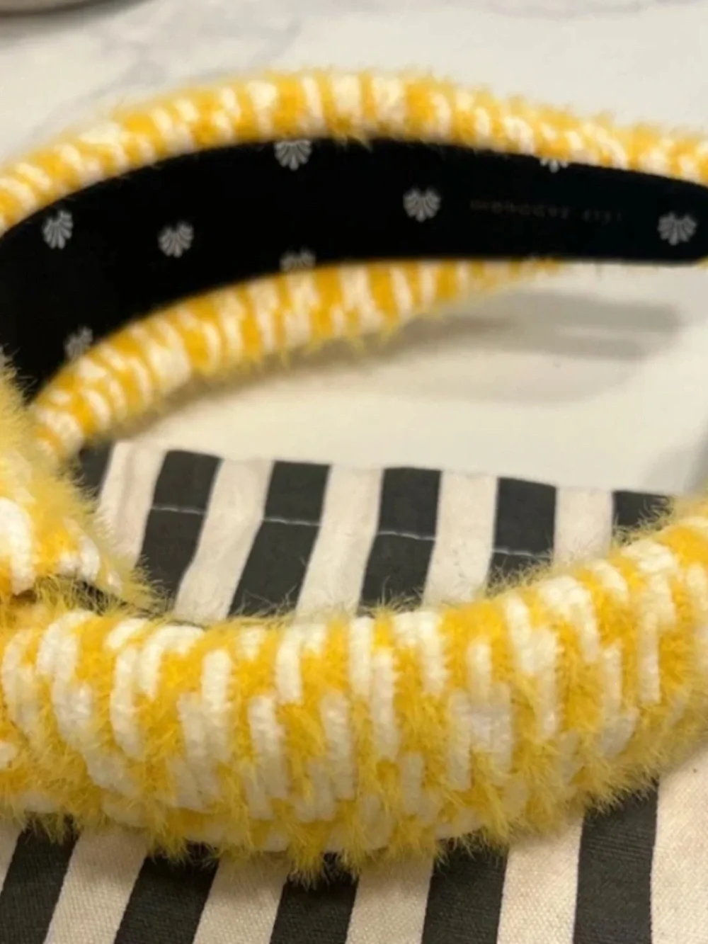 LELE SADOUGHI madison knotted fuzzy yellow headband NEW
